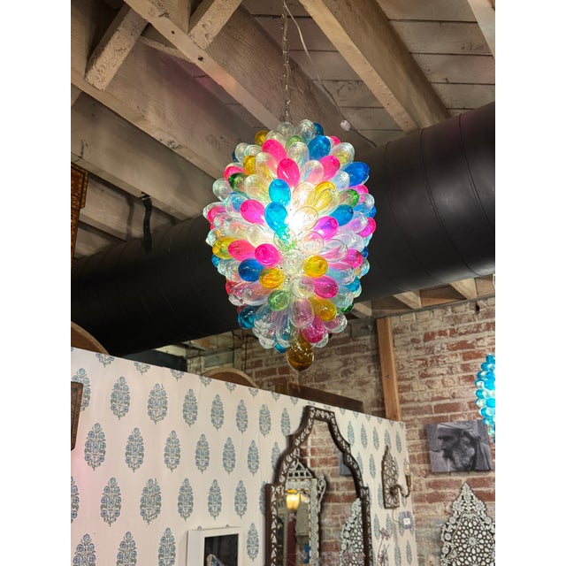 2010s Light Fixture of Stained Colorful Handblown Glass For Sale - Image 5 of 12