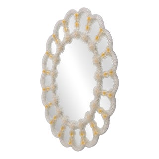 Vintage Venetian Oval Shaped Mirror, 1960 For Sale