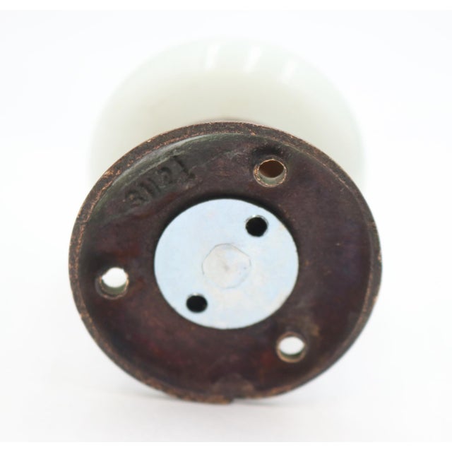 Early 20th Century Antique Milk Glass Brass Dummy Door Knob For Sale - Image 5 of 5
