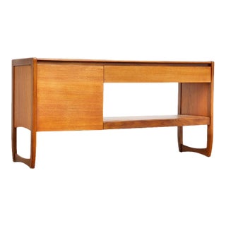 1960s Mid Century Teak Vinyl Record Media Unit Credenza For Sale