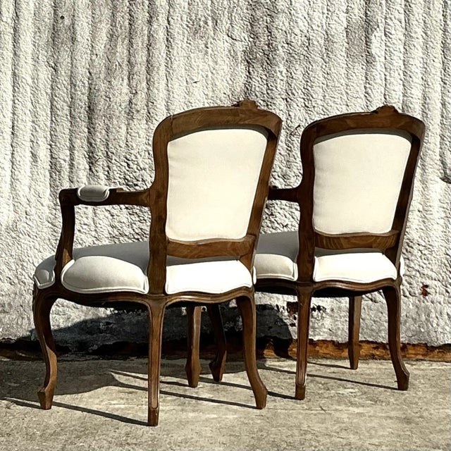 Mid 20th Century Vintage Regency Carved Fauteuil Chairs - a Pair For Sale - Image 5 of 6