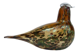 C.1994-96 Signed Oiva Toikka, for Iittala Mouth-Blown Amber Brown Pekkasiini Bird