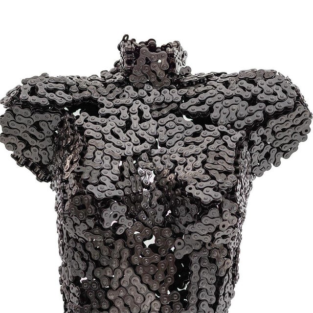 Black Premium Handcrafted Bicycle Chain Torso Sculpture | 38" | One of a Kind For Sale - Image 8 of 8