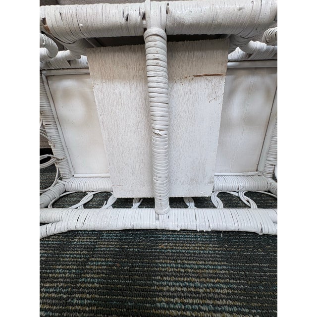 Vintage Child’s Palm Beach Style White Wicker Lift-Top Vanity Desk With Heart Mirror For Sale In Indianapolis - Image 6 of 11