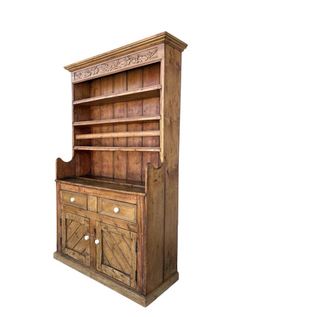 Wood Antique Pine Welsh Hutch/Cabinet With Shelves (Welsh Dresser) For Sale - Image 7 of 8