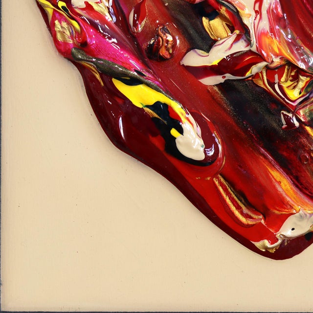 2020s Born to Love XXXX - Original Heart Pop Art Mixed Media Acrylic and Resin on Wood Panel by Cynthia Coulombe-Bégin For Sale - Image 5 of 9