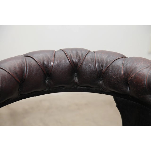 1920s English Oak and Leather Library Chair For Sale - Image 11 of 13