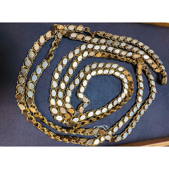 Gold Vintage 115 Gm 18 Karat Yellow Gold Handmade Chain 76 Inch Unique Opera Length For Sale - Image 8 of 18