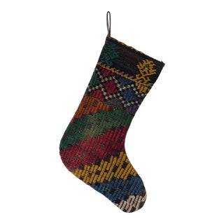 Vintage Turkish Kilim Rug Christmas Stocking For Sale