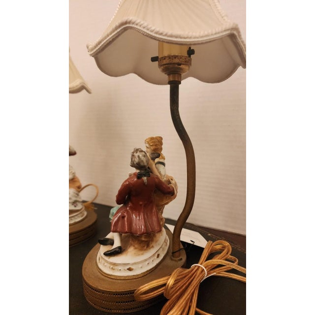 Mid 20th Century Pair of Mid 20th Century Porcelain Lamp For Sale - Image 5 of 10