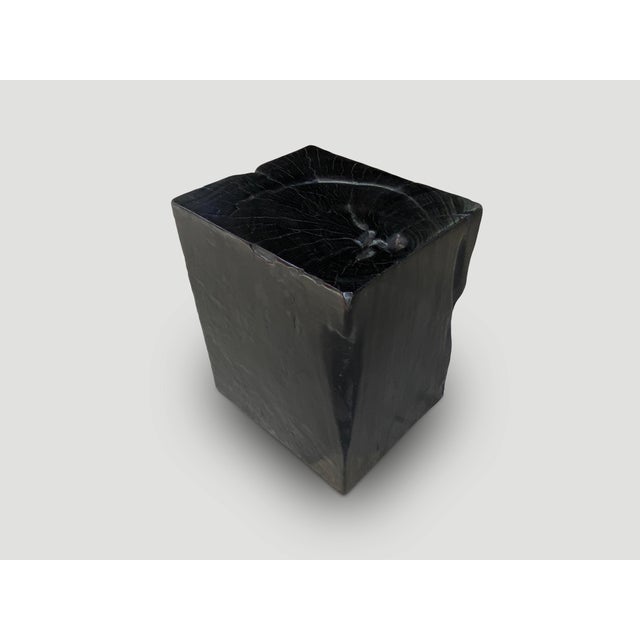 Andrianna Shamaris Charred Teak Wood Side Table For Sale - Image 4 of 5