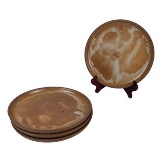 Vintage Brutalist Terracotta Plates, 1970s, Set of 4 For Sale