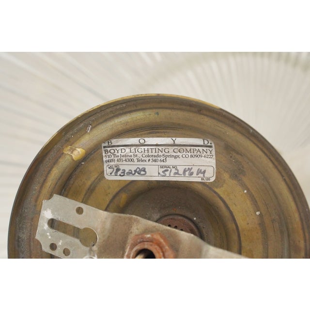 Vintage Art Deco Ribbed Glass Brass Semi Flush Mount Light For Sale - Image 9 of 10