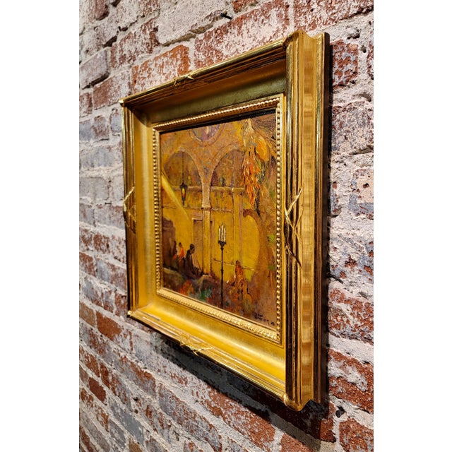 Brown Dana Bartlett -Interior of a Spanish Gothic Church -Oil Painting For Sale - Image 8 of 10