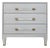 Matthew Izzo Home Amber Light Gray Shagreen Three Drawer Side Table With Acrylic and Antique Brass Drawer Pulls For Sale