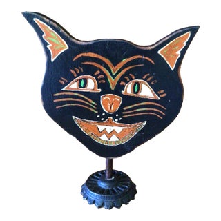 Victorian Style Hand Made Folk Art Halloween Cat For Sale