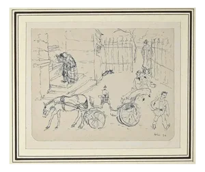 Kate Wilczynski, Daily Life, Original China Ink on Paper, 1934
