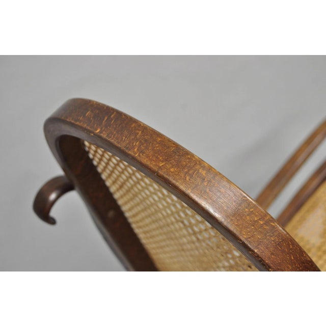 Vintage Mid Century Modern Thonet Style Bentwood & Cane Rocker Rocking Chair (B) For Sale - Image 10 of 18