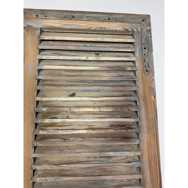 19th Century Antique French Provincial Distressed Wood Shutters, Pair For Sale - Image 10 of 15