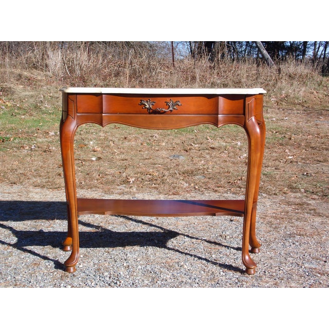 Vintage Traditional French Provincial Faux Marble Top Console Table