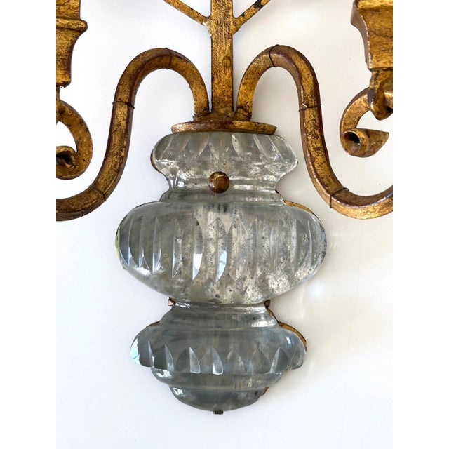 Vintage Italian Crystal and Gilt Metal Sconces from Banci Firenze, 1960s, Set of 2 For Sale - Image 18 of 18