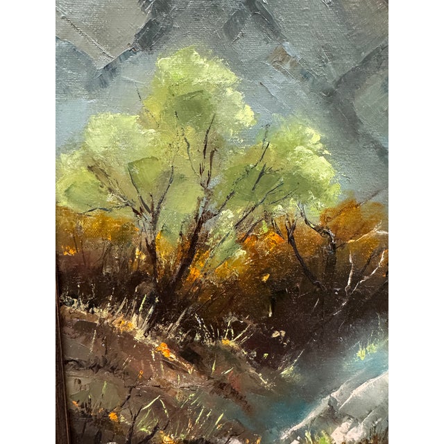 1970s Mary Zeller Mountain Stream Impressionist Painting, Signed For Sale - Image 5 of 12