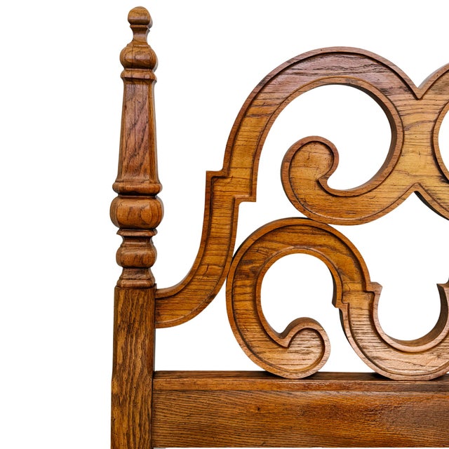 1970s 1970s Thomasville Segovia Collection Spanish Mediterranean Revival Oak Fretwork King Headboard For Sale - Image 5 of 11