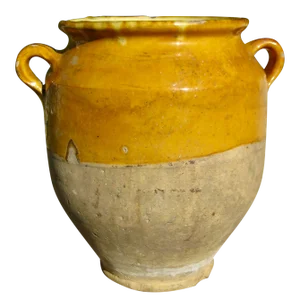 19th Century Country French Rustic Yellow Pot