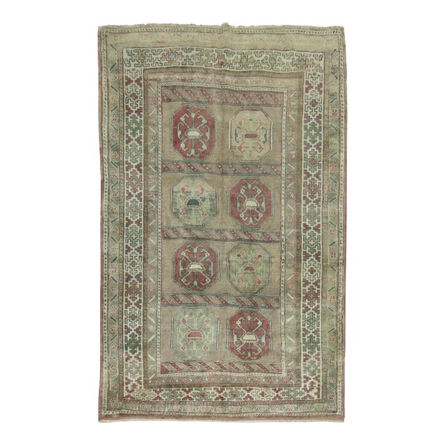 Mid 20th Century Muddy Turkish Anatolian Accent Foyer Rug - 4'1" x 6'2" For Sale