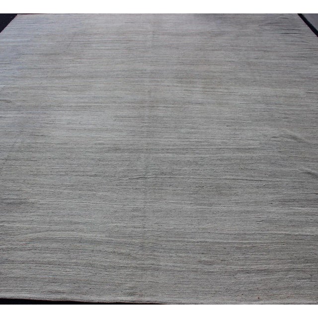 Contemporary Large Modern Kilim Rug in Light Blue- Gray & Cream With Minimalist Modern Design For Sale - Image 3 of 12
