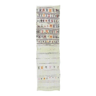 Vintage Embroidered Hemp Kilim Runner - 2`3" X 7`10" For Sale