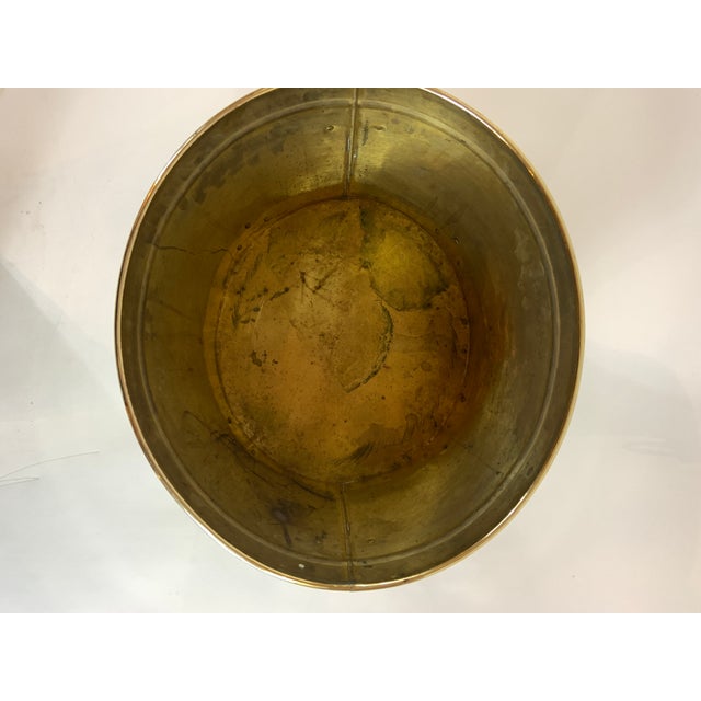 1960s Large Brass Vintage Footed Floor Oval Planter /Container - Lions Head Handles For Sale - Image 5 of 7