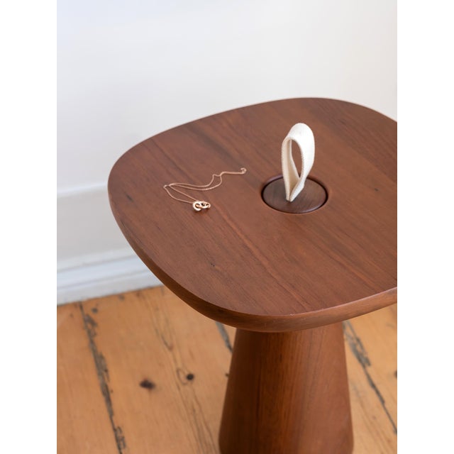 Contemporary Minimalist Modern Side Table in Walnut by Daniel Schofiled For Sale - Image 3 of 8