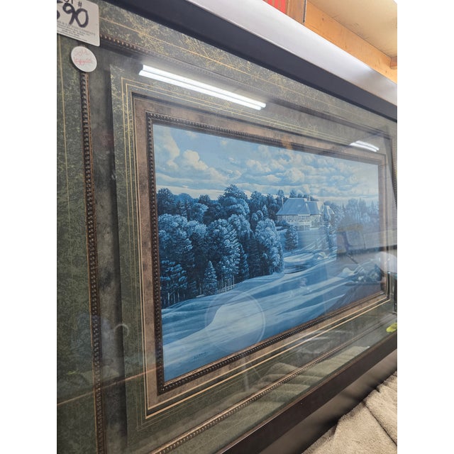 Contemporary Tony Harris “Heading Home” Large Framed Golf Print | Dramatic Blue-Toned Version in Ornate Frame For Sale - Image 3 of 8