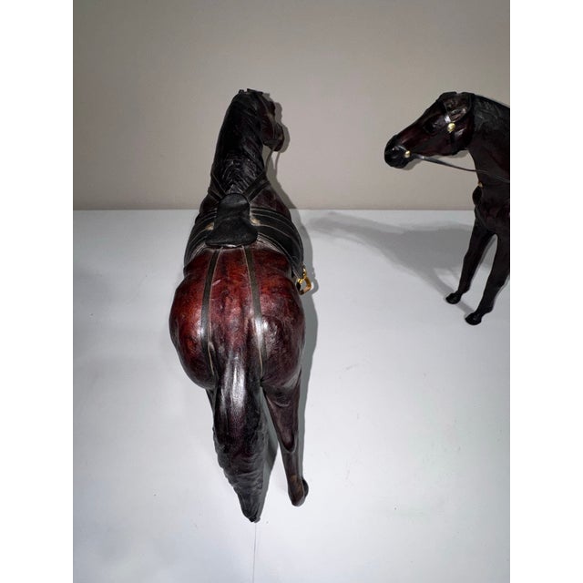 Pair of Vintage 1930s-1940s Leather Horses For Sale - Image 10 of 12