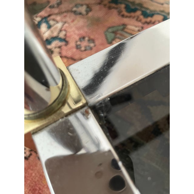 1980s Set of Vintage Chrome and Brass Square Tables For Sale - Image 5 of 7