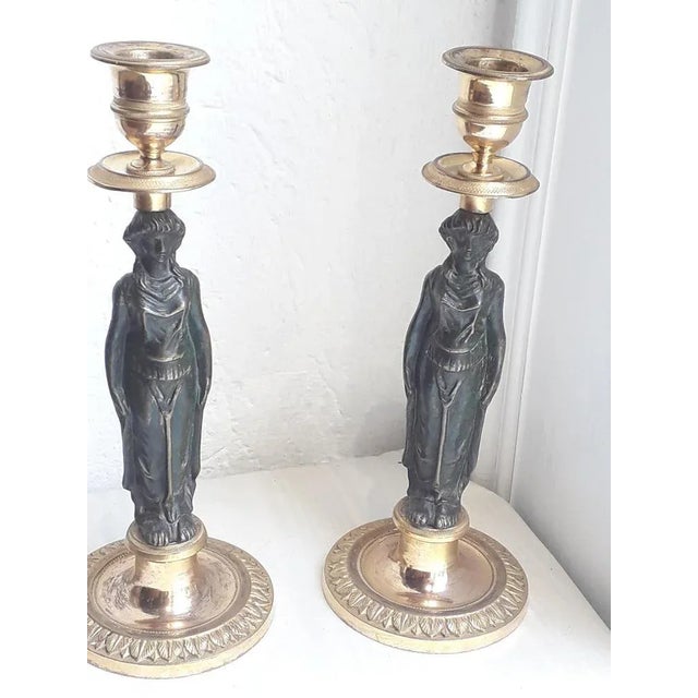 Empire Bronze Candlesticks, Set of 2 For Sale - Image 4 of 10