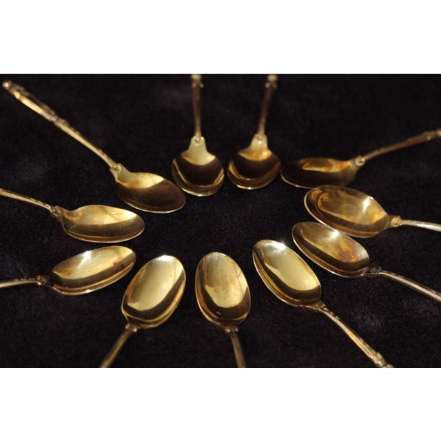 Gilt coffee spoons Gold Teaspoons Coffee gift Wedding gift Made in France. Gilded with 24K gold. Set of 11 spoons....