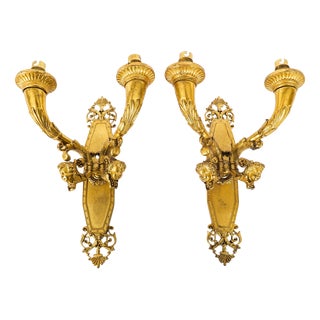 Antique 19th Century French Louis XIV Revival Branch Ormolu Wall Lights, Set of 2 For Sale