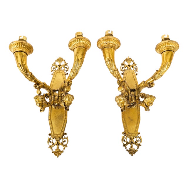 Antique 19th Century French Louis XIV Revival Branch Ormolu Wall Lights, Set of 2 For Sale