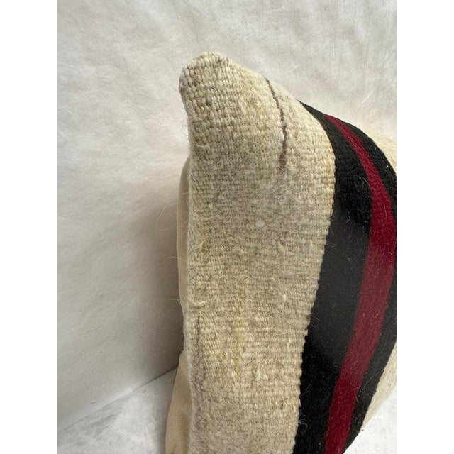 Turkish Hemp Pillow Cushion Natural Beige Black Burgundy Pillow Cushion Cover 16" x 24" For Sale - Image 4 of 4