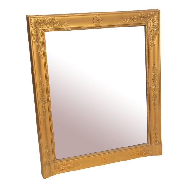 19th Century Golden Parquet Mirror For Sale