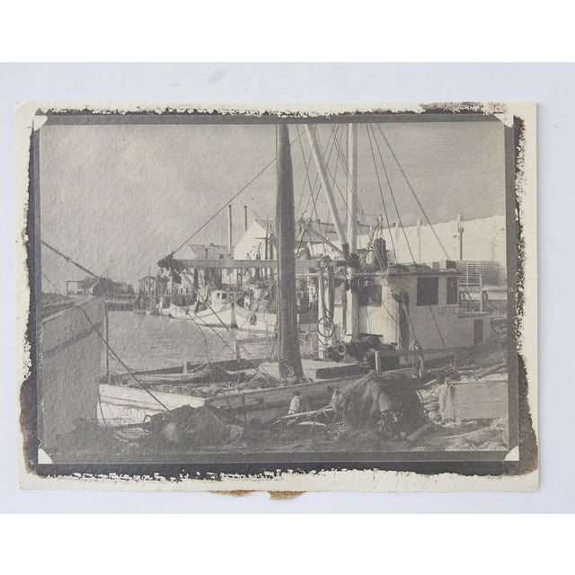Traditional Vintage Eric Weller Gray Tonal Fishing Boats Marina Photograph For Sale - Image 3 of 3