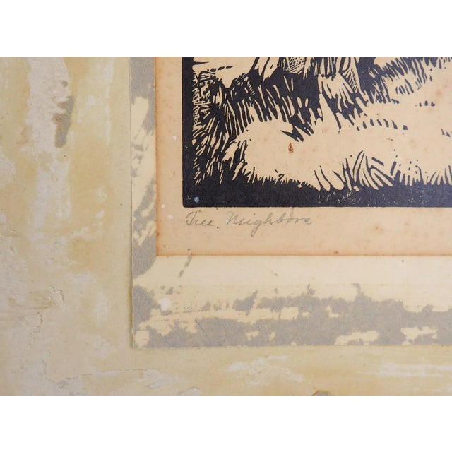 Rustic Vintage Harry Anthony DeYoung Tree Neighbors Woodcut Print For Sale - Image 3 of 4