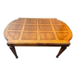 1990s Attributed Karges Traditional Parquet Top Extension Dining Table With Three Leaves For Sale