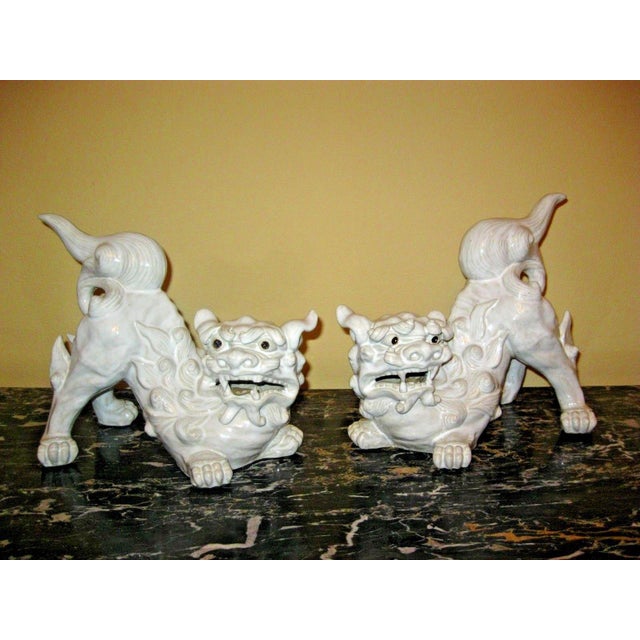 Japanese White Porcelain Foo Dogs Figurines A Pair Chairish