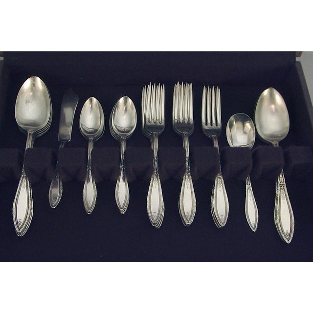 Art Deco Boxed Set of Rogers Silver Plate Flatware 1881- 41 Pieces For Sale - Image 3 of 6