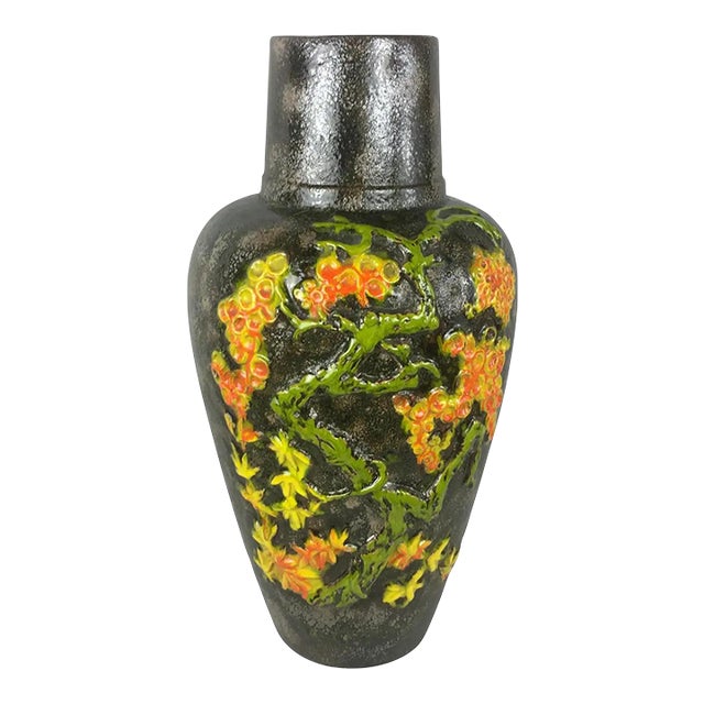 Large Mid Century West Germany Ceramic Vase or Centerpiece For Sale