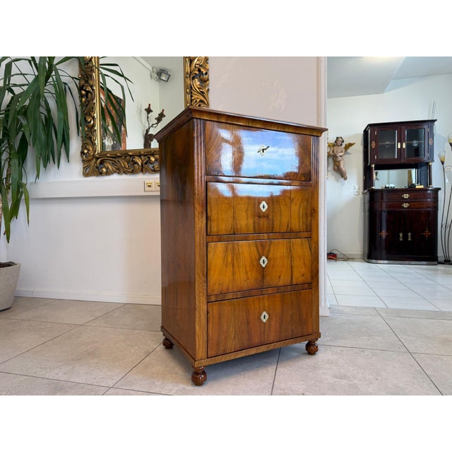 Biedermeier Week Chest in Walnut For Sale - Image 6 of 12