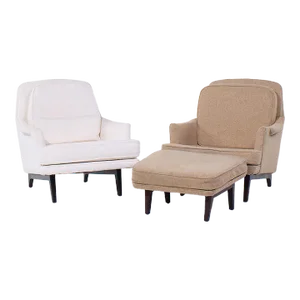 Roger Sprunger for Dunbar Mid Century Lounge Chair and Ottoman - Pair
